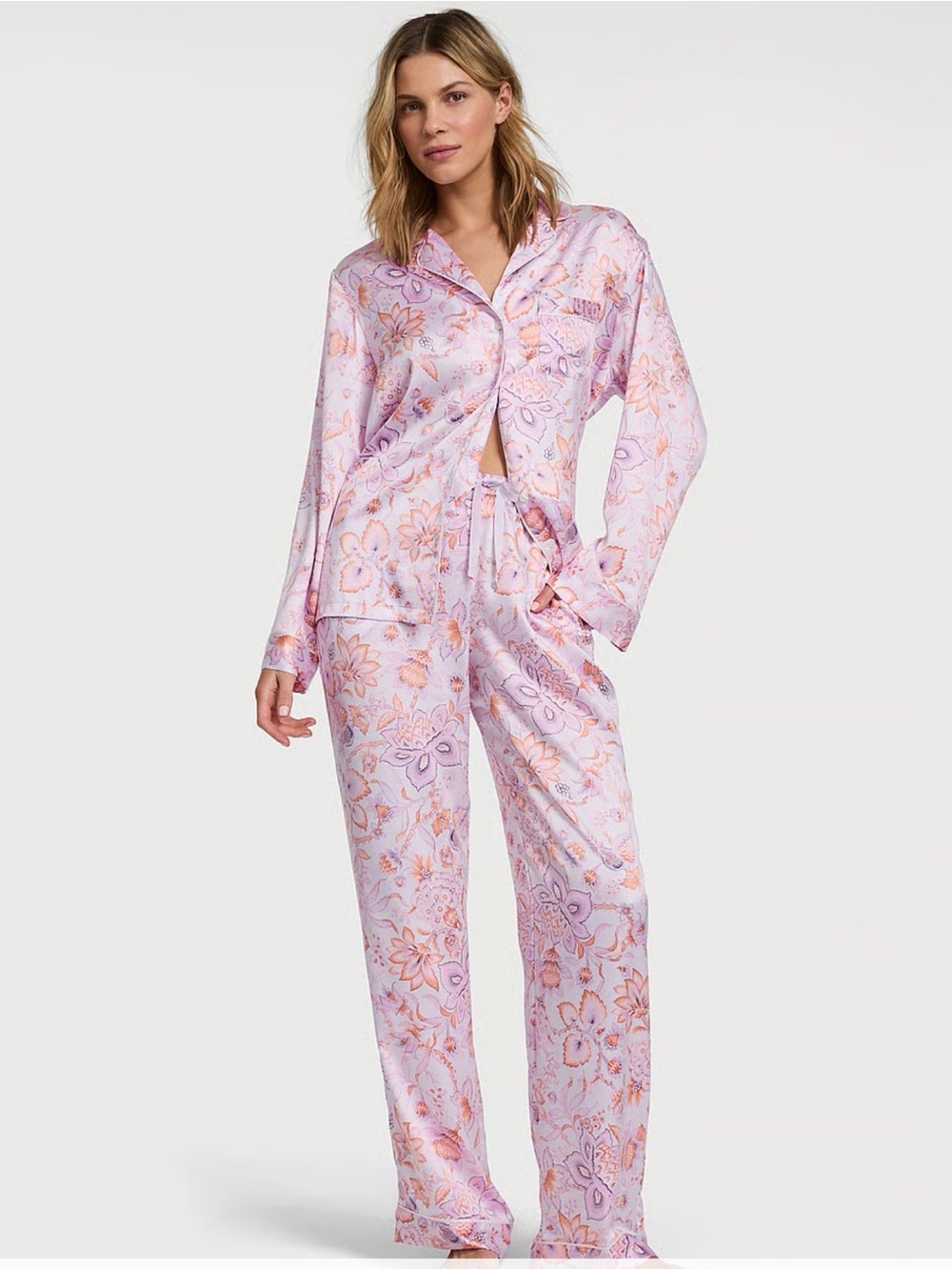 Victoria’s Secret Signature Satin Long Pajama Set – XXL – NWT